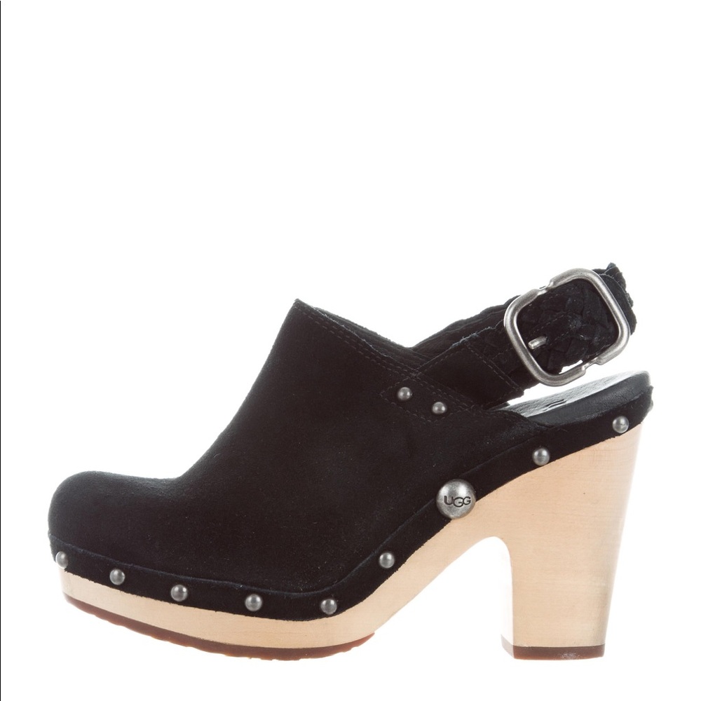 UGG Dafni Black Suede Studded Slingback Clog US 9